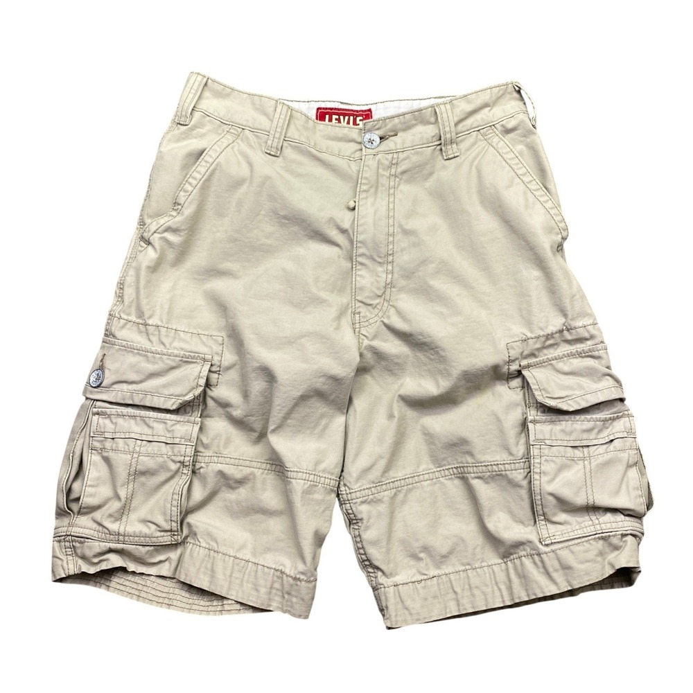 Levis Squad Cargo Shorts Mens 32 Tan Khaki Cotton Utility Workwear Grunge Y2K